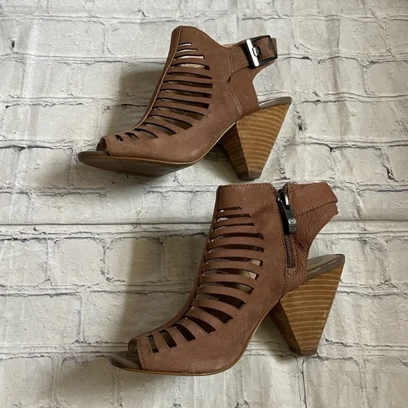 Vince Camuto Brown Leather Eliana Strappy Sandal Heels - Picture 3 of 7